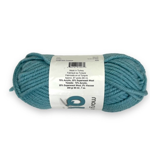 NWT Mary Maxim Quick Wool Blend Yarn Color Coastal Blue - Picture 2 of 4